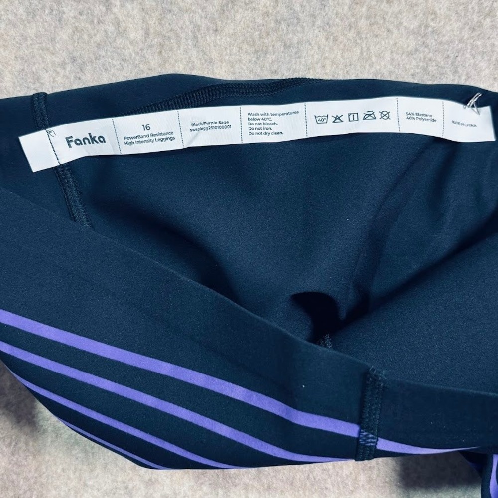 Fanka PowerBand Resistance High Intensity Leggings Wm 16 Blk/Purple Full Length - Picture 9 of 9